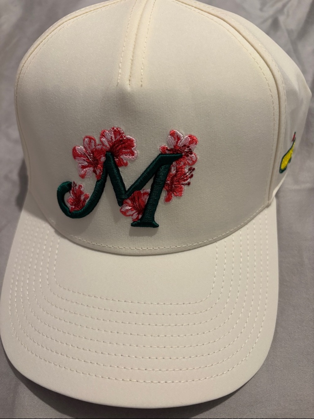 Masters 2026 White Baseball Cap with Green 'M' and Floral Embroidery - NWT